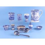 A group of blue & white transfer printed ceramics to include Wedgwood and Spode.