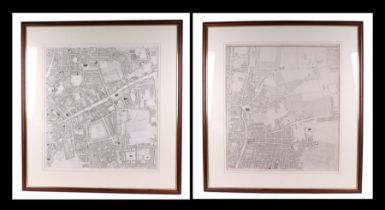 A late 18th century Road Map of Whitechapel and the surrounding Area, 51 by 56cms; together with