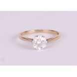 A 9ct gold white stone solitaire ring, approx UK size N, 1.5g.