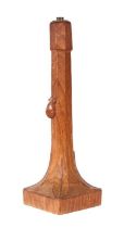 A Robert 'Mouseman' Thompson of Kilburn oak table lamp, 30cms high. Condition Report One or two very