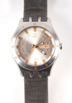 A gentleman's vintage Swatch wristwatch, numbered 'SR626SW', on a leather strap. Condition Report