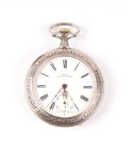 An Argente metal open faced trade union pocket watch, the white enamel dial with roman numerals