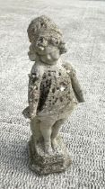 A reconstituted stone figure of a young girl, 58cms high.