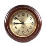 An earl 20th century oak cased wall clock, the silvered dial with Arabic numerals and fitted with