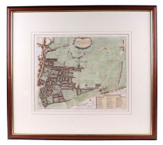 After John Stow - a late 18th century hand coloured map of Spital Fields and Places adjacent,