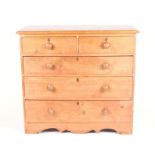 A Victorian pine chest with two short and three graduated long drawers. 107cm wide