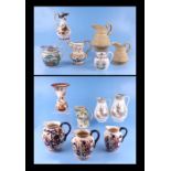 A collection of Victorian and later jugs to include Ridgeway and Masons.