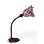 An early 20th century desk lamp with flexi column and a Murano Glass millefiore glass shade.