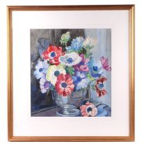 Isabel Wrightson - Still Life of anemones in a bowl - watercolour, bears remains of the Royal