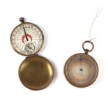 A 19th century J Hicks compensated pocket barometer; together with an A W Gamage Ltd pocket