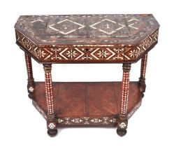 A late 17th / early 18th century Spanish Moorish side table with mother of pearl and tortoiseshell