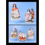 A group of 19th century Staffordshire pottery to include Red Riding Hood, the largest 33cms high (