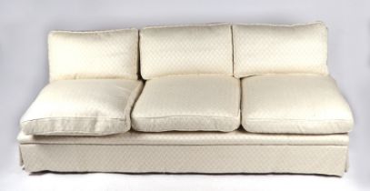 A three-seater sofa upholstered in Prelle Fleuret Chevron fabric. 200 by 79cm deep Condition