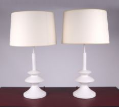 A pair of Julian Chichester Almeria gesso clad table lamps, 57cms high excluding fittings (2).