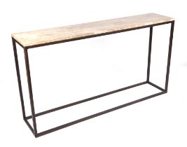 A Tyson figured marble and wrought iron console table, 140 by 30 by 76cms high. Condition Report