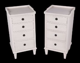 A pair of OKA Gunnebo bedside chests, the three-quarter gallery top above four short drawers, 40