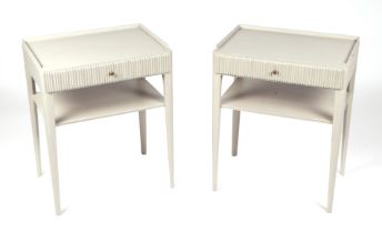 A pair of Chelsea Textiles bedside tables with single frieze drawer and under-tier, 48 by 34 by