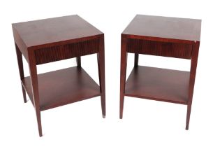 A pair of Carew Jones Penman side tables with single frieze drawers and under-tier, 50 by 60 by