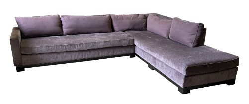 A Riviera Maison large 'L' shaped Brompton Cross corner sofa with feather filled back cushions,