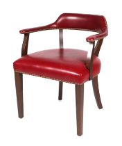 A Rupert Bevan Croft desk chair in oxblood leather. Condition Report The red leather on the seat pad