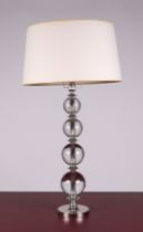 A Lausanne glass sphere and nickel table lamp, 49cms high excluding fittings. Condition Report