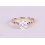 A 9ct gold white stone solitaire ring, approx UK size N, 1.5g.