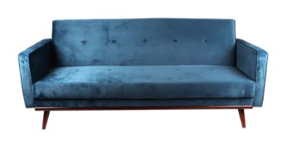 A Mørteens Scandinavian design Daru woven velvet & oak three-seater sofa bed, approx 216cms wide