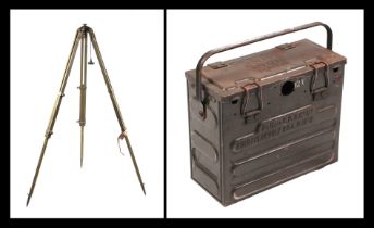 A WWII New Zealand Army theodolite stand, no. 17A Mk II (1942), serial no. 2715, approx 92cms