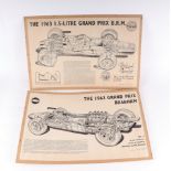 Autosport: Two Bill Bennett cutaway illustration print - the 1962 Grand Prix Brabham and 1963 1.5l