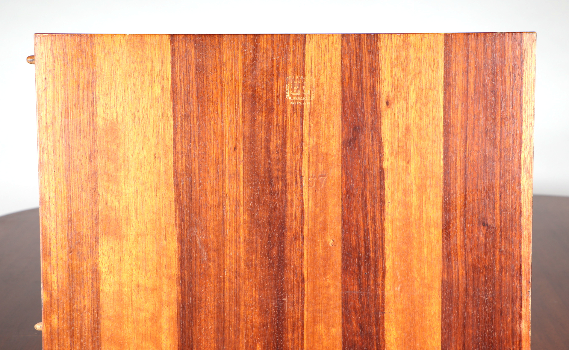 A G-Plan mid century Librenza teak dropleaf dining table, 135cms wide; together with four matching - Image 5 of 9