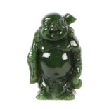 A Chinese carved jade / hardstone figure of Buddha, 8cms high.
