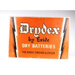 A 1960's Drydex by Exide dry batteries for radio, torches and cycles tin advertising sign, 62 by