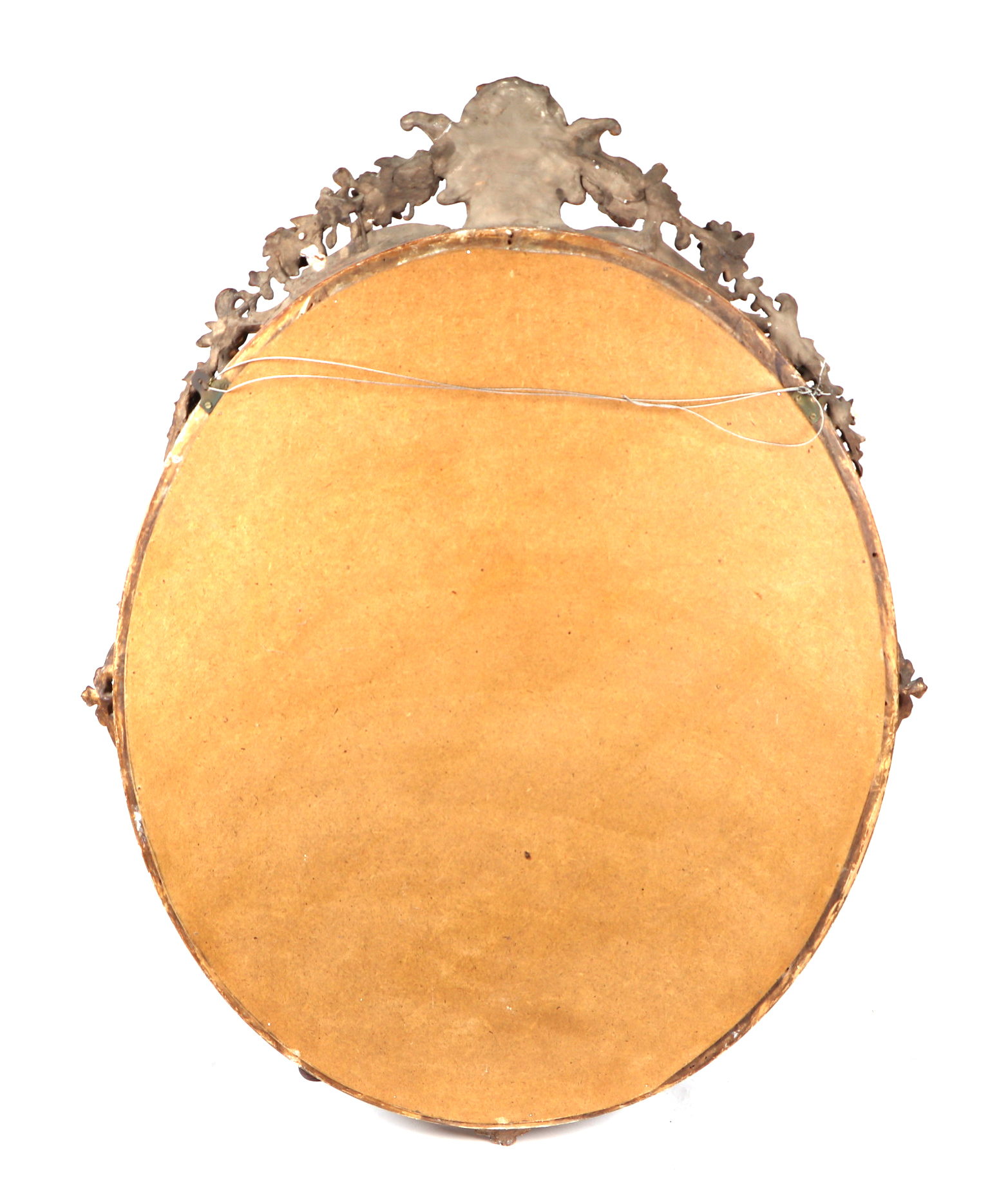 A 19th century carved giltwood and gesso oval wall mirror decorated with fleur de lys and swags - Image 6 of 9