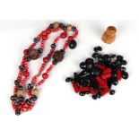 A Chinese bead necklace; together with loose beads.
