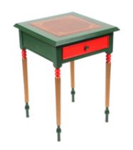 A painted Edwardian side table with inset leather top above a single drawer, on tapering reeded