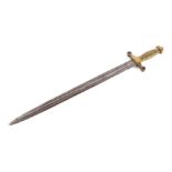 An unusual 1832 model French Artillery sword with double fullered blade, possibly made for the US