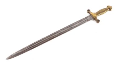 An unusual 1832 model French Artillery sword with double fullered blade, possibly made for the US