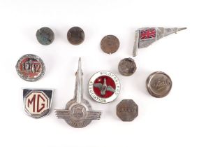 Assorted badge bar badges and other automobilia including Wild Fowler's Association badge bar badge,