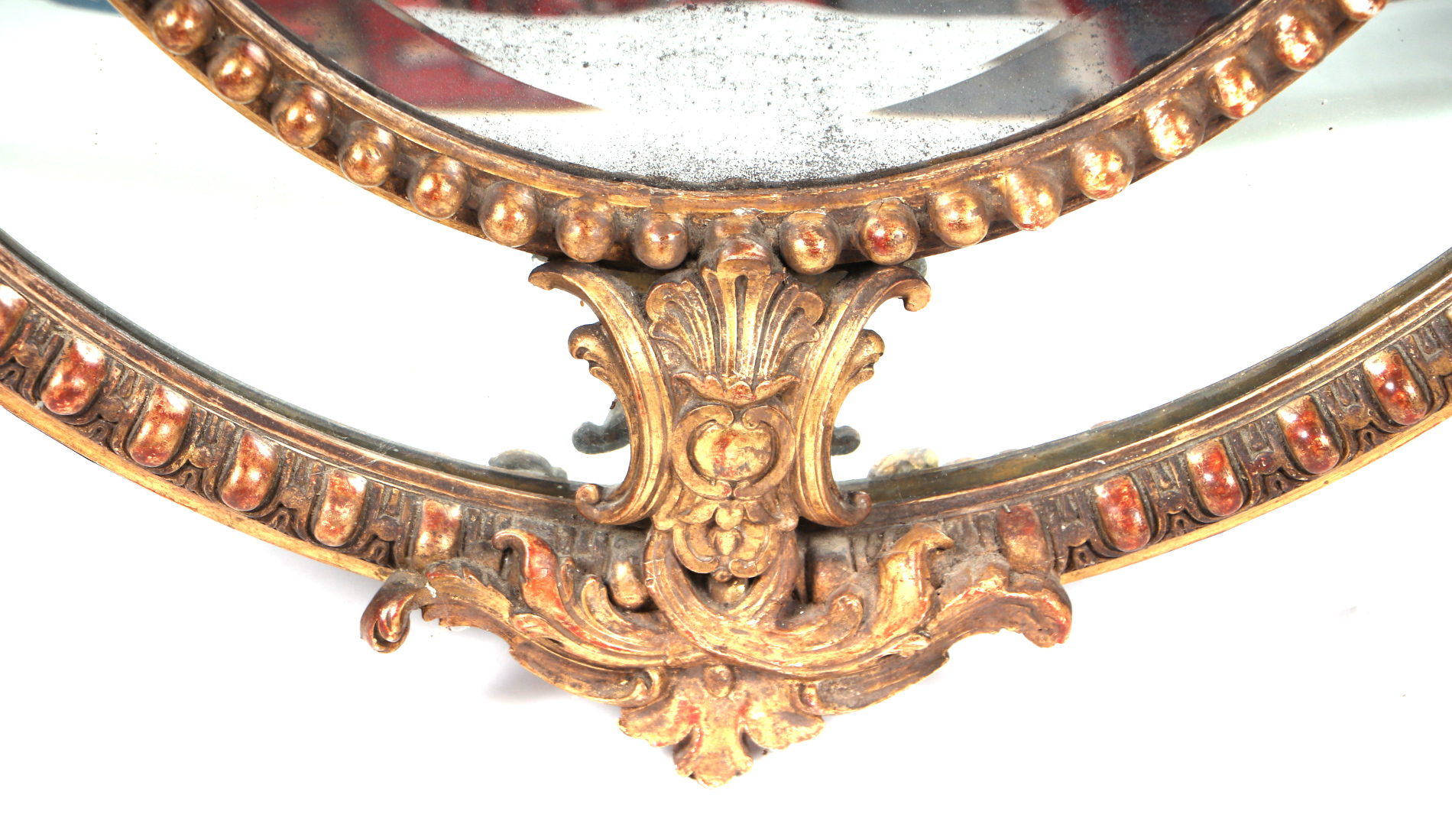 A 19th century carved giltwood and gesso oval wall mirror decorated with fleur de lys and swags - Image 3 of 9