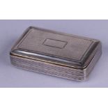 A George IV silver snuff box with engine turned decoration, Nathanial Mills, Birmingham 1827, 36g,