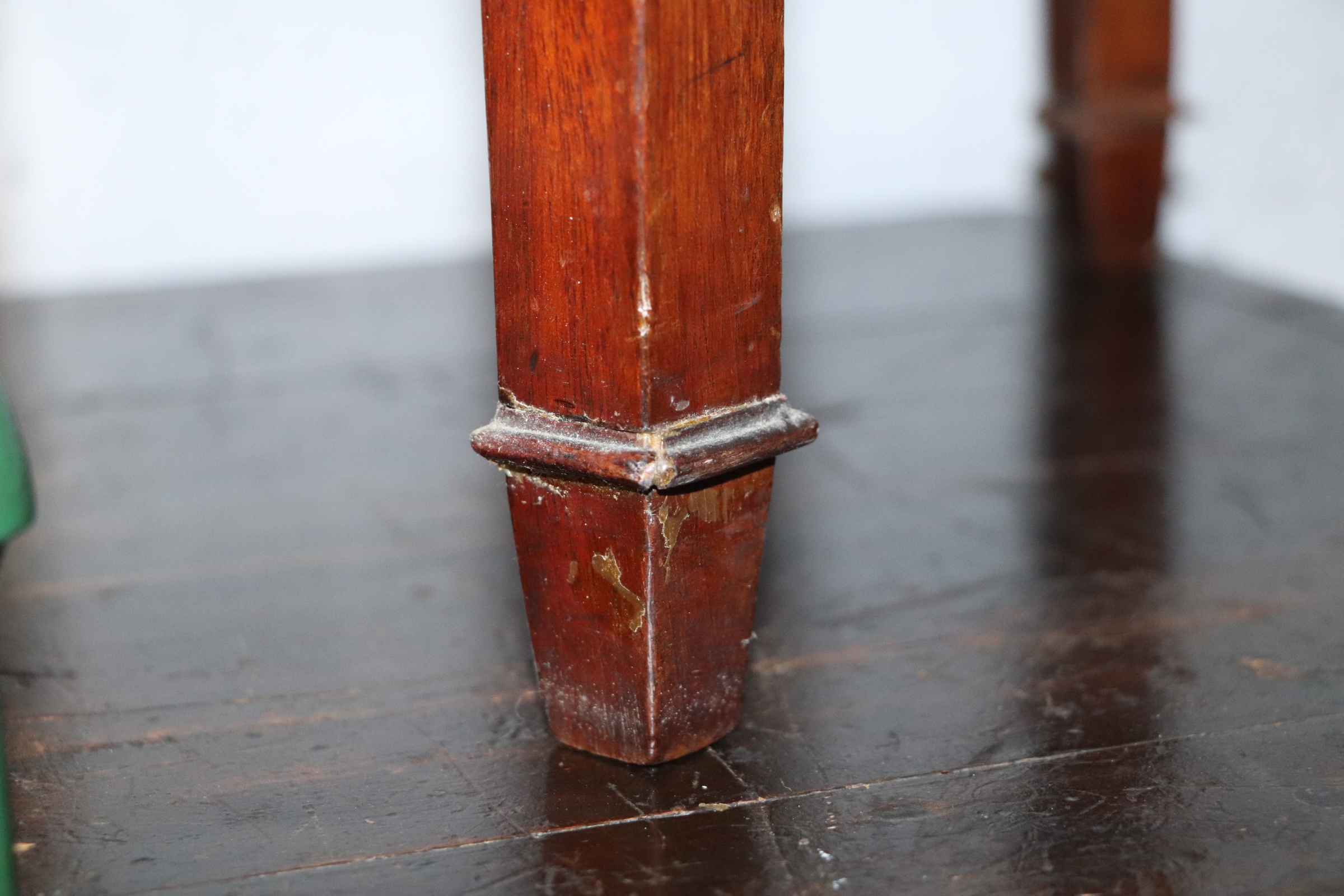 A mahogany demi lune tea table on square tapering legs terminating in spade feet, 94cms wide. - Image 3 of 6