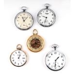 Five modern open faced pocket watches (4).