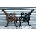 A pair of Coalbrookdale style cast iron bench ends.