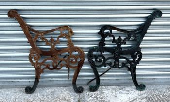 A pair of Coalbrookdale style cast iron bench ends.