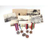 A WW2 HMS Anson Medal group to R Rooke with ID tags and photos. A Royal Navy HMS Anson medal group