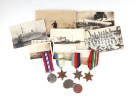 A WW2 HMS Anson Medal group to R Rooke with ID tags and photos. A Royal Navy HMS Anson medal group