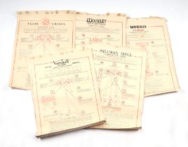 Assorted Castrol Lubrication charts from the 1950's, 60's and 70's for various models including