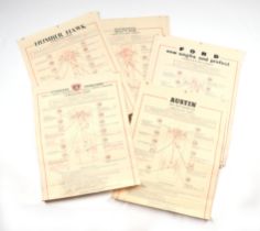 Assorted Castrol Lubrication charts including Ford New Anglia and Prefect, Standard 8 & 10, Rover,