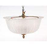 A gilt metal and frosted glass ceiling light, 33cms diameter. Condition Report Some minor wear