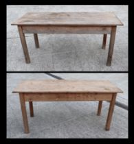 A pair of potting shed tables on pine bases, each 153 by 62cms (2).